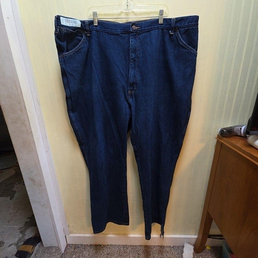 UniFirst Jeans Mens 52x32 Blue Relaxed Straight Denim Work Pants Dark Wash